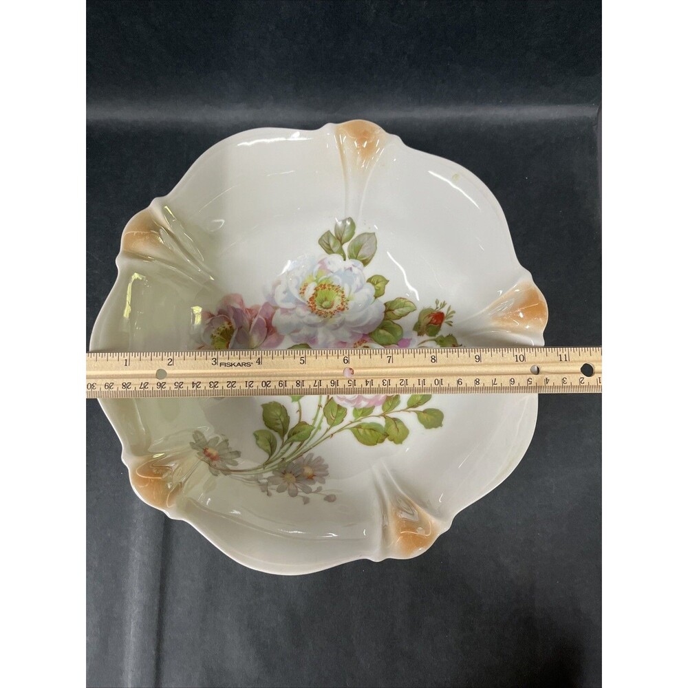 Antique‎ Porcelain Floral Serving Bowl 10.5” Hand Painted Made in Germany - Picture 9 of 16